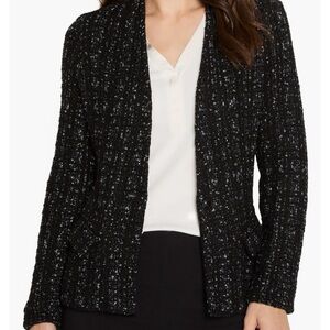 NIC+ZOE Women’s Metallic Black Grid Knit Jacket/Blazer